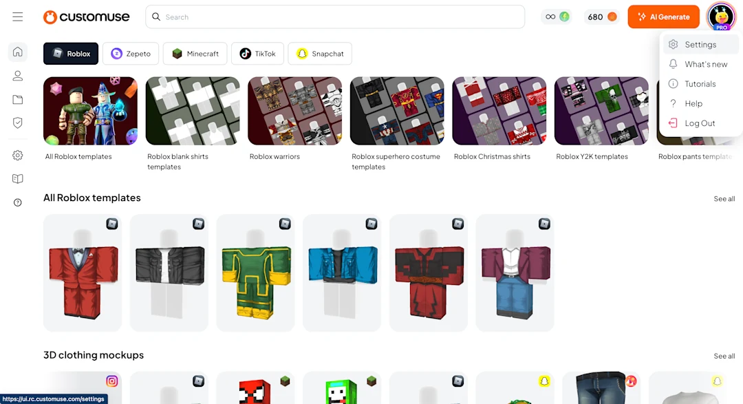 Screenshot showing how to open Settings on Discover page
